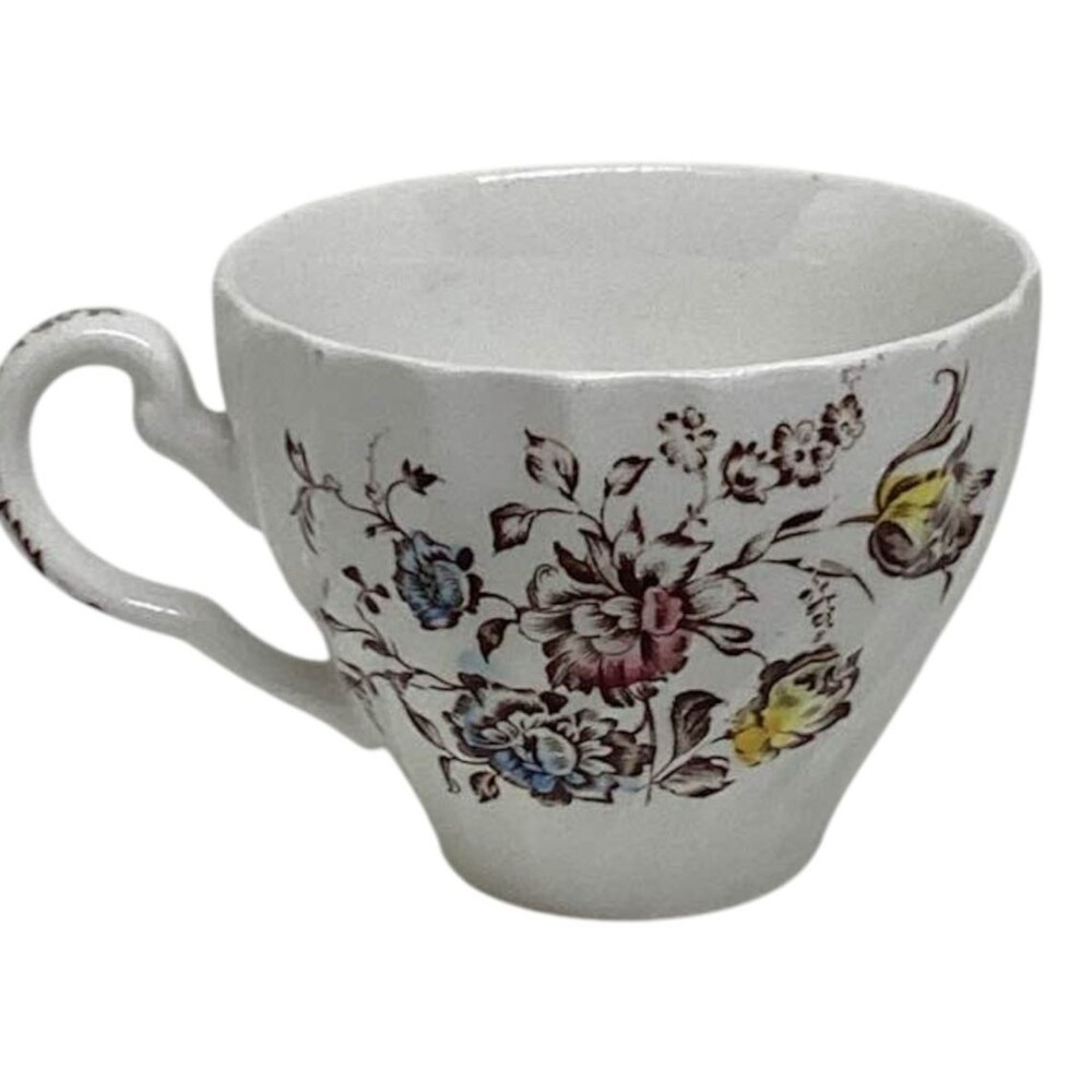 Staffordshire Bouquet Coffee Cup Saucer Ironstone Johnson Bros England Vintage - Picture 3 of 11